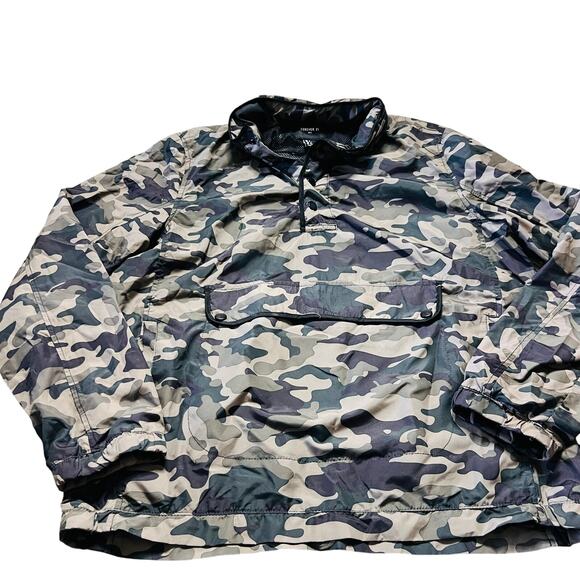 Y2K Forever 21 Jacket Size S Hooded Camouflage Pullover Windbreaker Military S - Picture 1 of 4